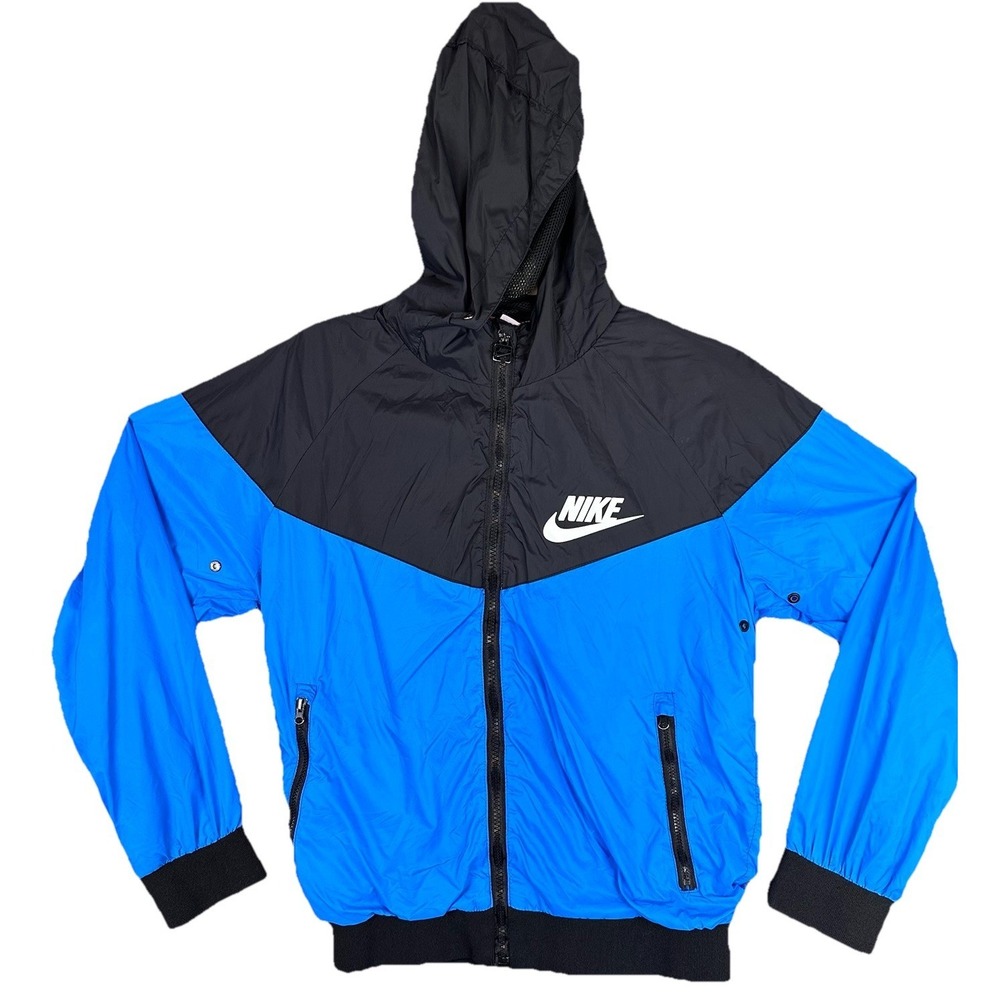 NIKE Breathable Hooded Athletic Woven Full Zip Jacket Pocket Packable Vented S